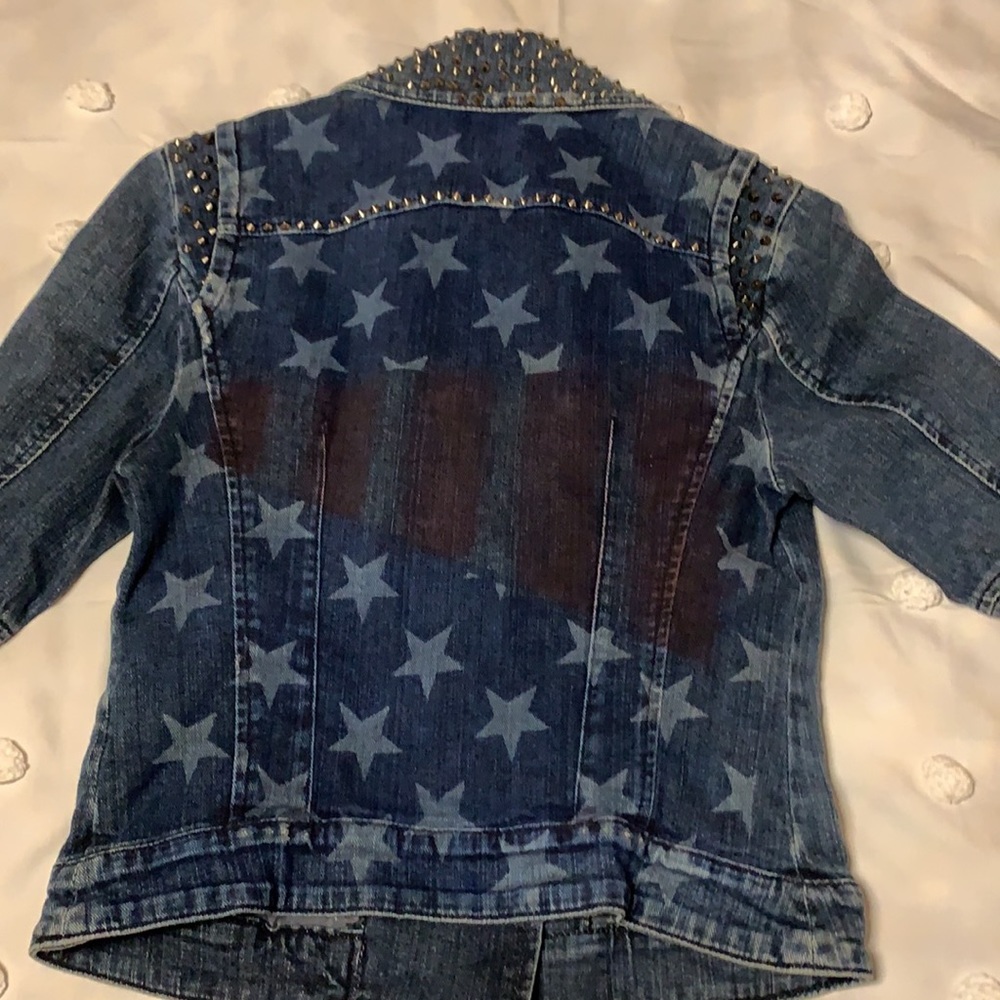 Vintage Guess American Flag back studded jean jacket